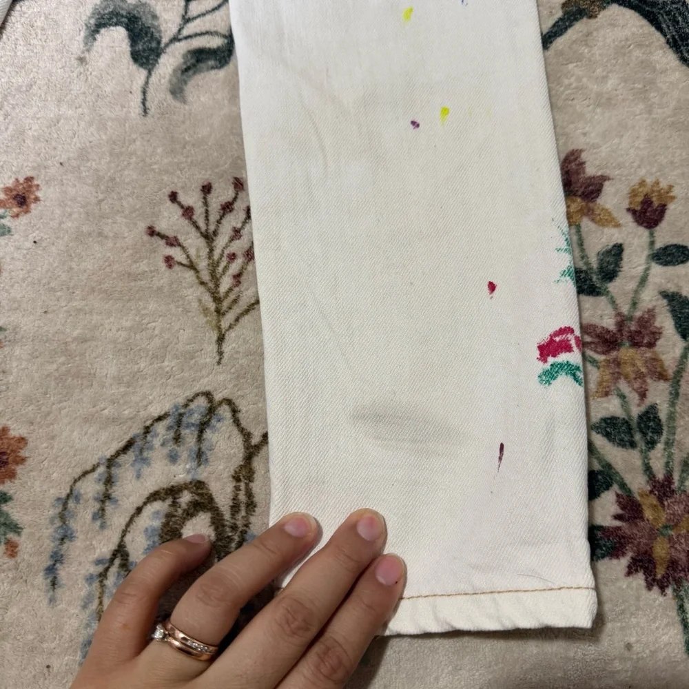 Polo Ralph Lauren the Astor slim boyfriend girls jeans white paint splatter 8